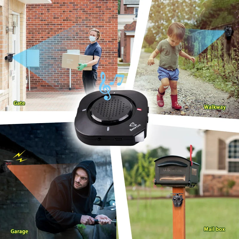 1/2 Mile Long Range Solar Wireless Driveway Alarm System IP65 Weatherproof Outdoor Motion Detectors&Sensor 120Db Siren Sound Light Security Alert System Monitor&Protect Outdoor/Indoor Property