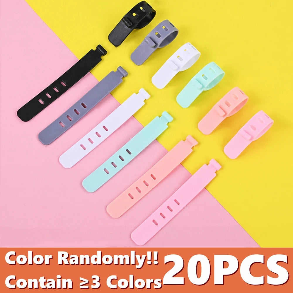 4/12/20PCS Cable Organizer Ties Clip Charger Cord Management Silicone Wire Manager Mouse Earphone Holder Data Line Winder Straps