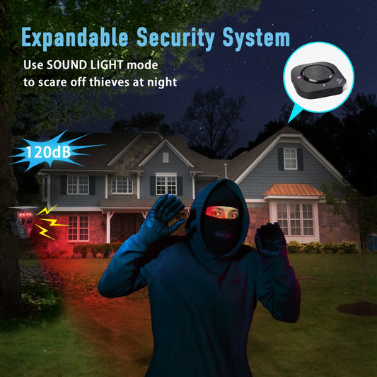 1/2 Mile Long Range Solar Wireless Driveway Alarm System IP65 Weatherproof Outdoor Motion Detectors&Sensor 120Db Siren Sound Light Security Alert System Monitor&Protect Outdoor/Indoor Property