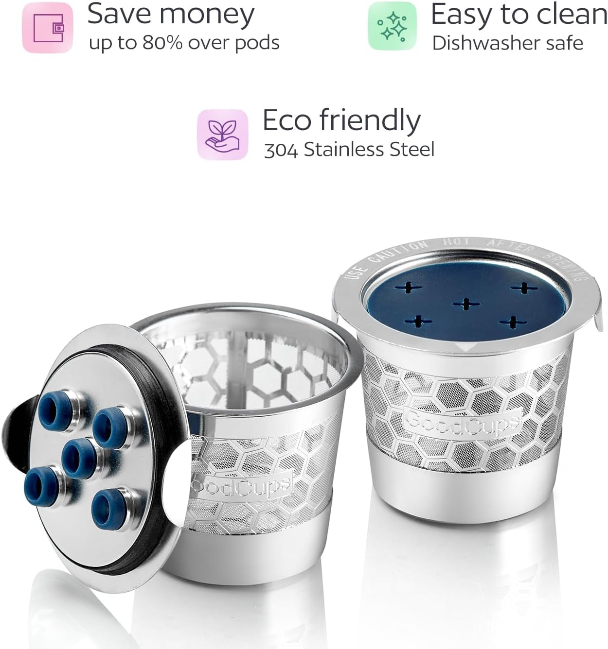 2 Stainless Steel Reusable K Cups for Keurig K Supreme, K Supreme Plus, K Slim,