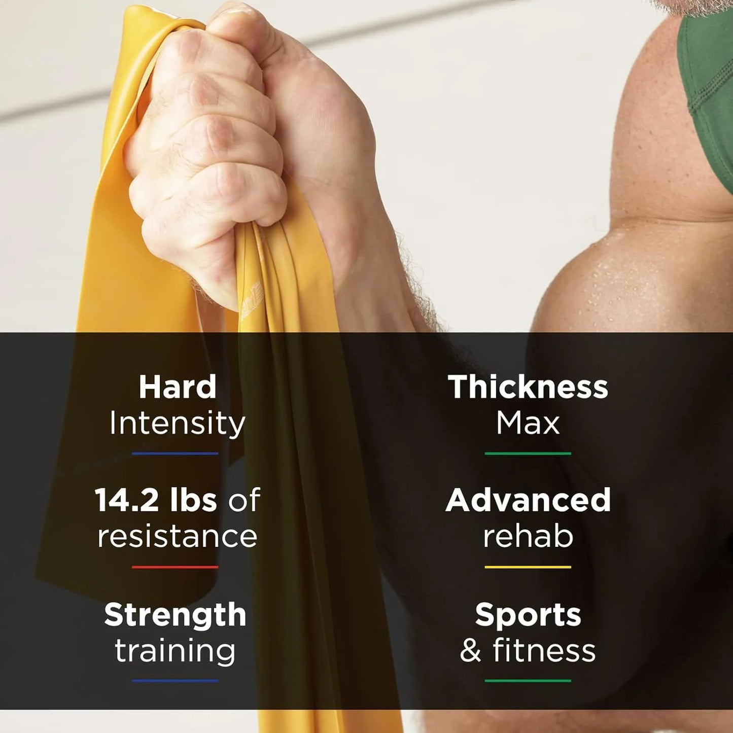 Resistance Bands, 50 YD, Gold, Max Thickness, 14.2 LBS Resistance, Level 8