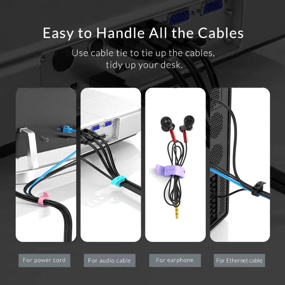 4/12/20PCS Cable Organizer Ties Clip Charger Cord Management Silicone Wire Manager Mouse Earphone Holder Data Line Winder Straps