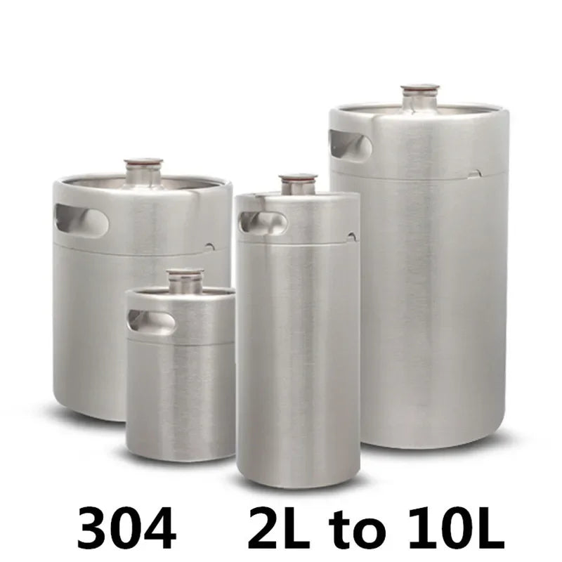 304 Stainless Steel Mini Keg Beer Growler Portable Beer Bottle Home Beer Making Wine Bar Accessories Tool Brewing Cornelius