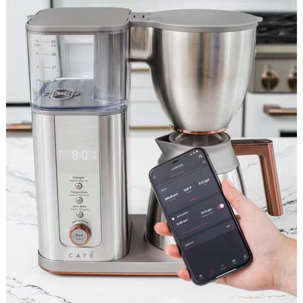 10 Cup Stainless Steel Specialty Drip Coffee Maker with Insulated Thermal Carafe, and Wifi Connected