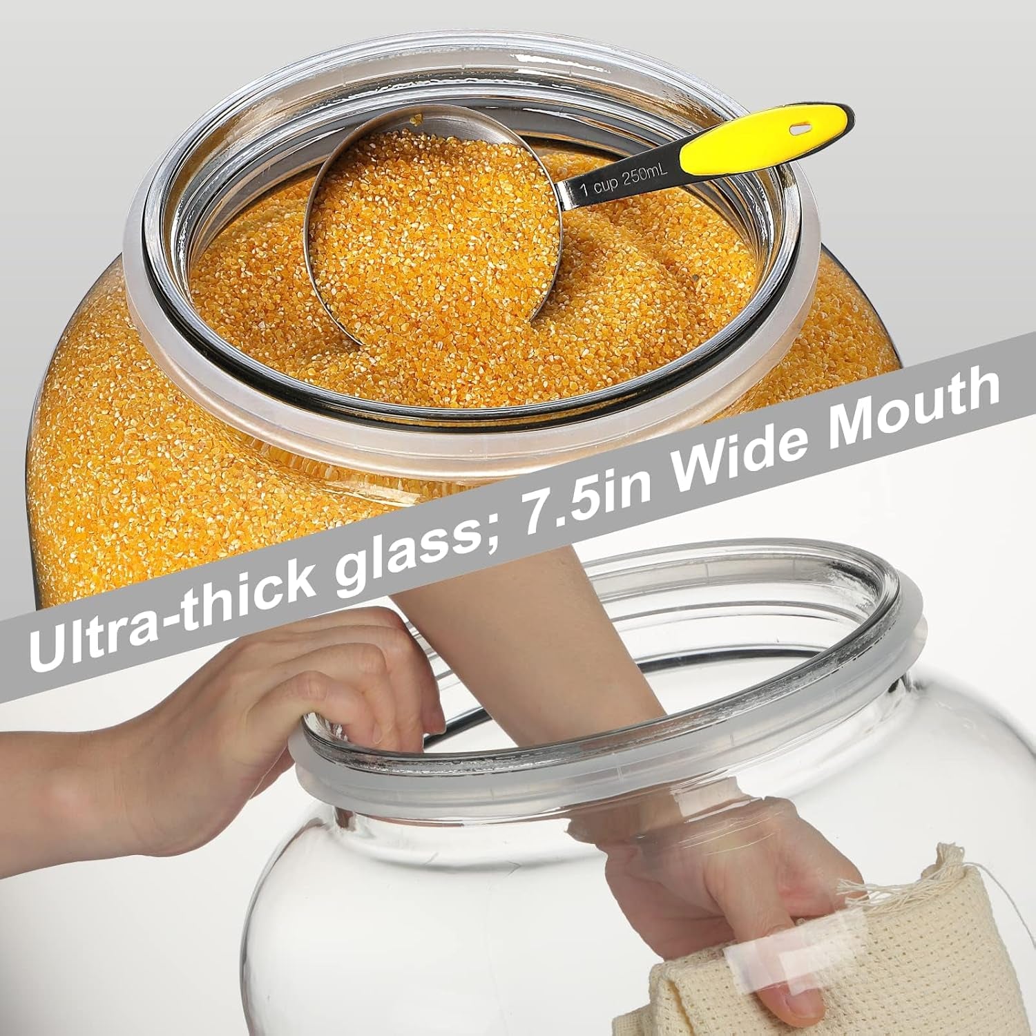 Large Storage Glass Jars with Metal Lids, 5.5 Gallon (21000 ML) Canisters - Supe