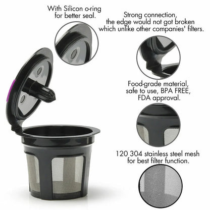 3 Pcs Coffee Pods Refillable Reusable Single Cup Keurig K-Cup Solo Filter Coffee Stainless Mesh