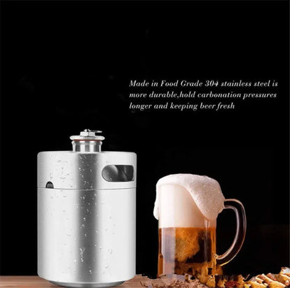 304 Stainless Steel Mini Keg Beer Growler Portable Beer Bottle Home Beer Making Wine Bar Accessories Tool Brewing Cornelius