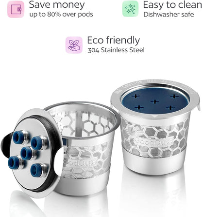 2 Stainless Steel Reusable K Cups for Keurig K Supreme, K Supreme Plus, K Slim,